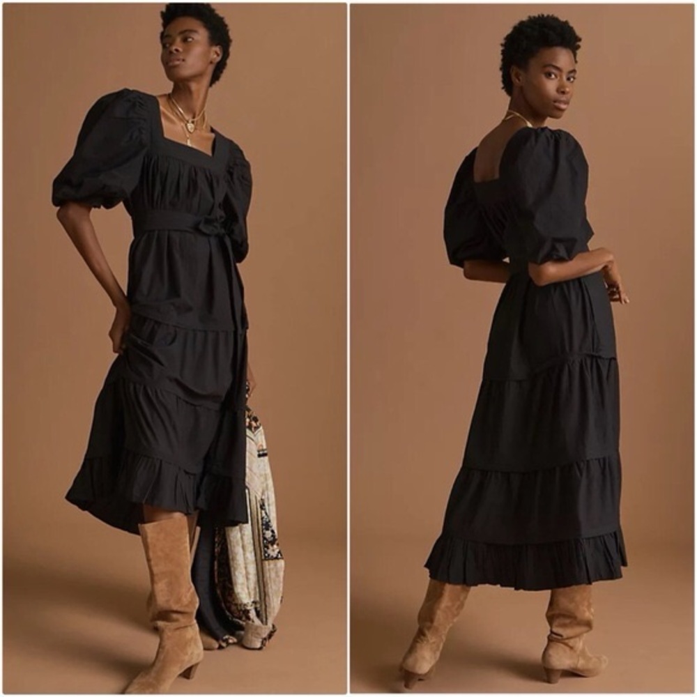 Puff Sleeve Midi Dress